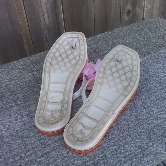 Kate Spade New York Flip Flop Women's Size 9 Orange Pink Bella Flower - Picture 6 of 9